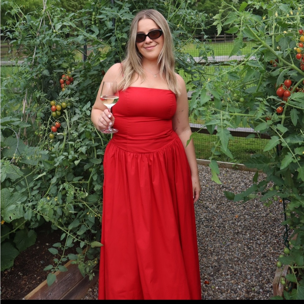 Abercrombie Strapless Drop Waist Red Dress - S - Picture 4 of 4